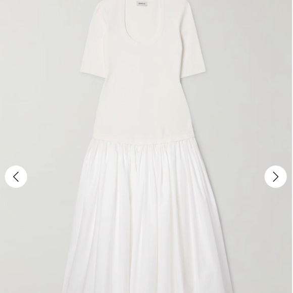 SIMKHAI Patton paneled pleated cotton-blend poplin midi dress - Picture 1 of 2
